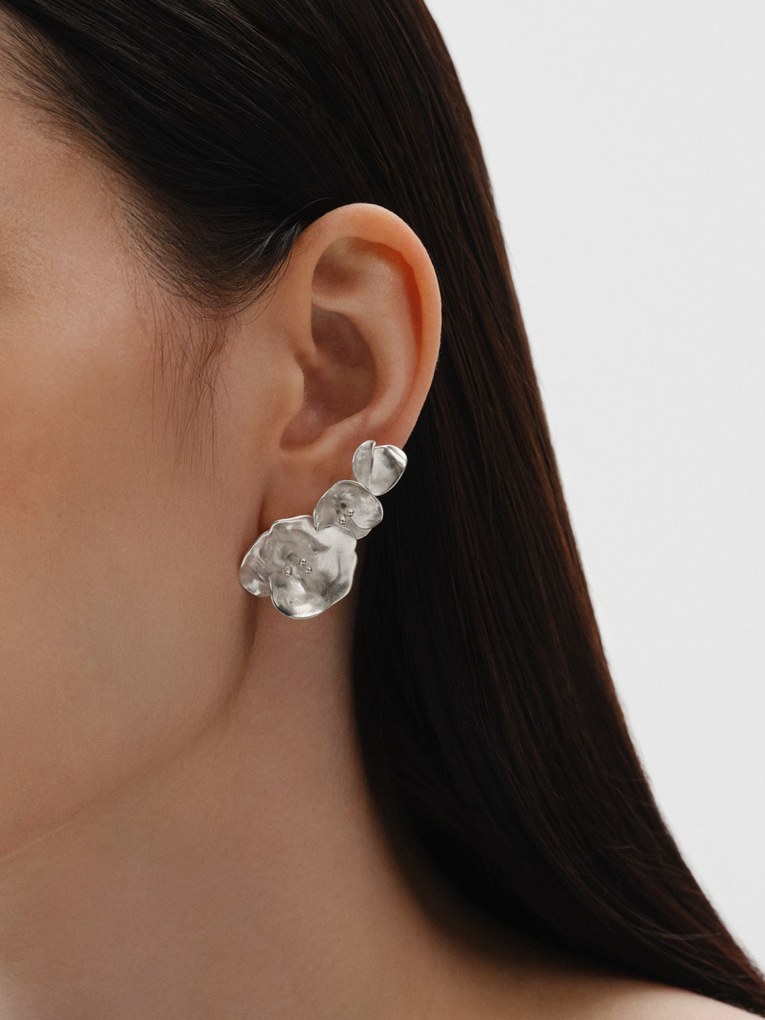 Summer Night Rose Earrings Big silver