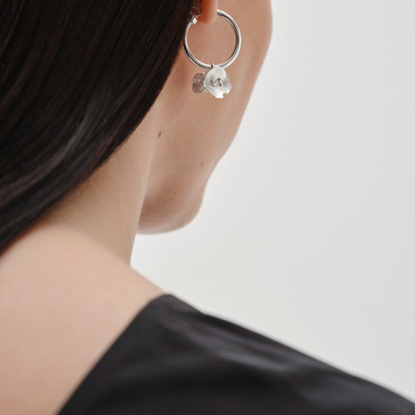 Summer Night Rose hoop earrings silver
