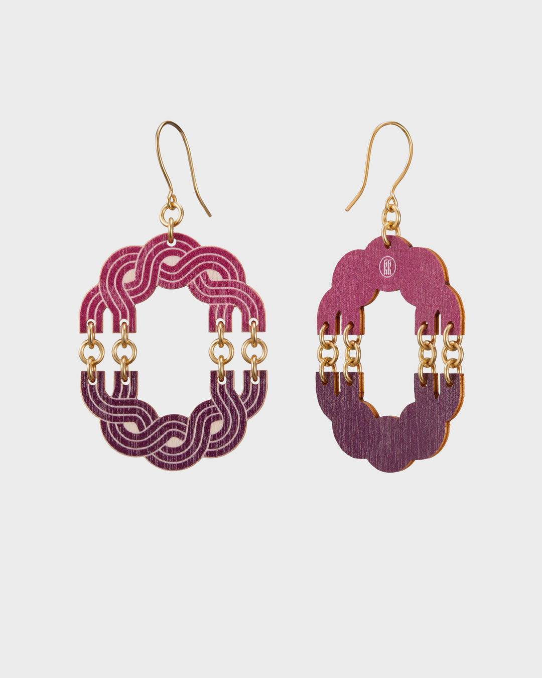 Maiden of the North plywood earrings red