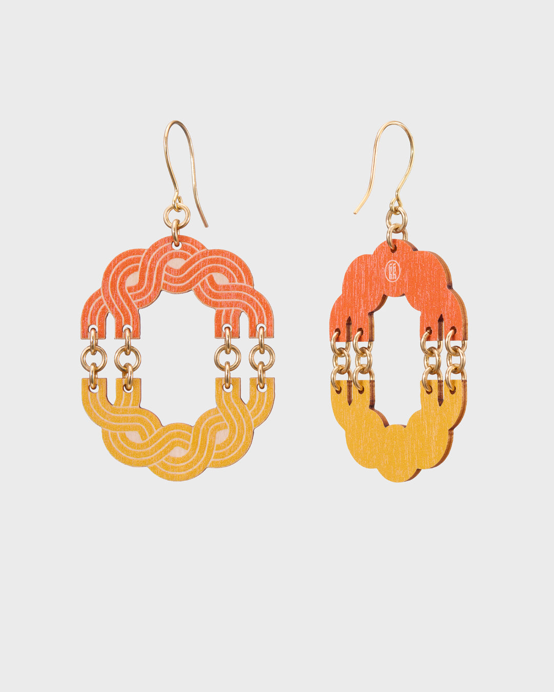 Maiden of the North plywood earrings orange