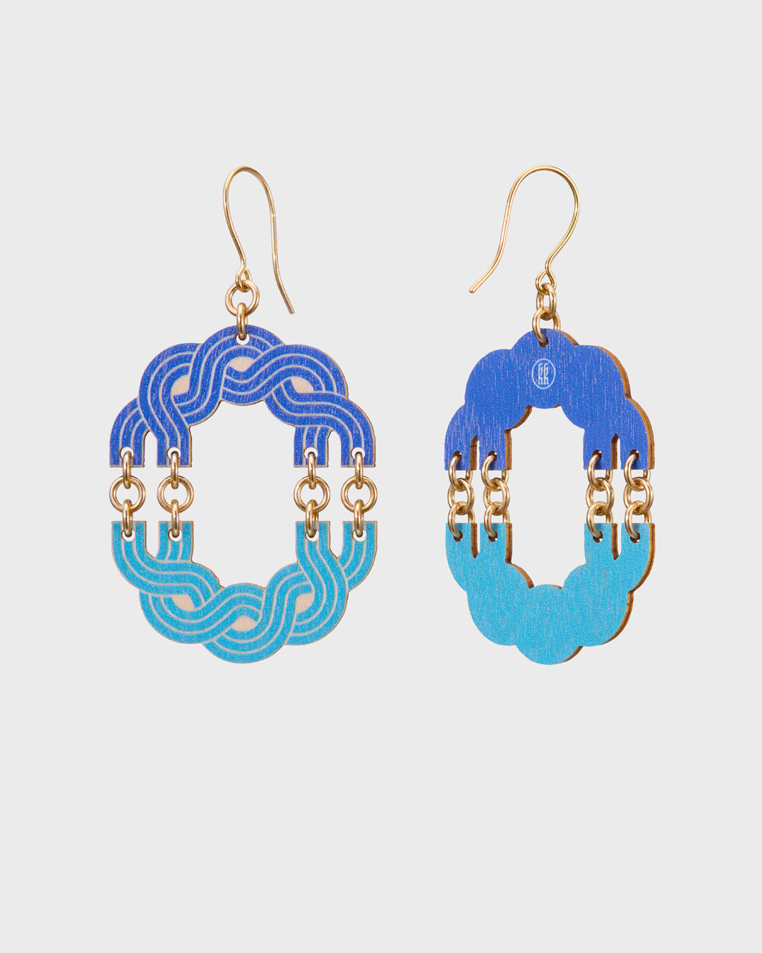 Maiden of the North plywood earrings blue