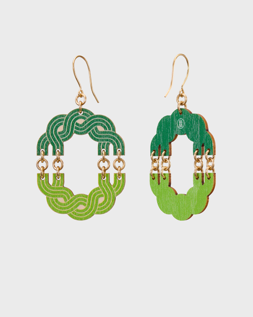 Maiden of the North plywood earrings green