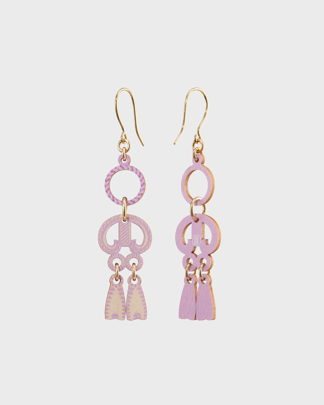 Pretzel plywood earrings pink