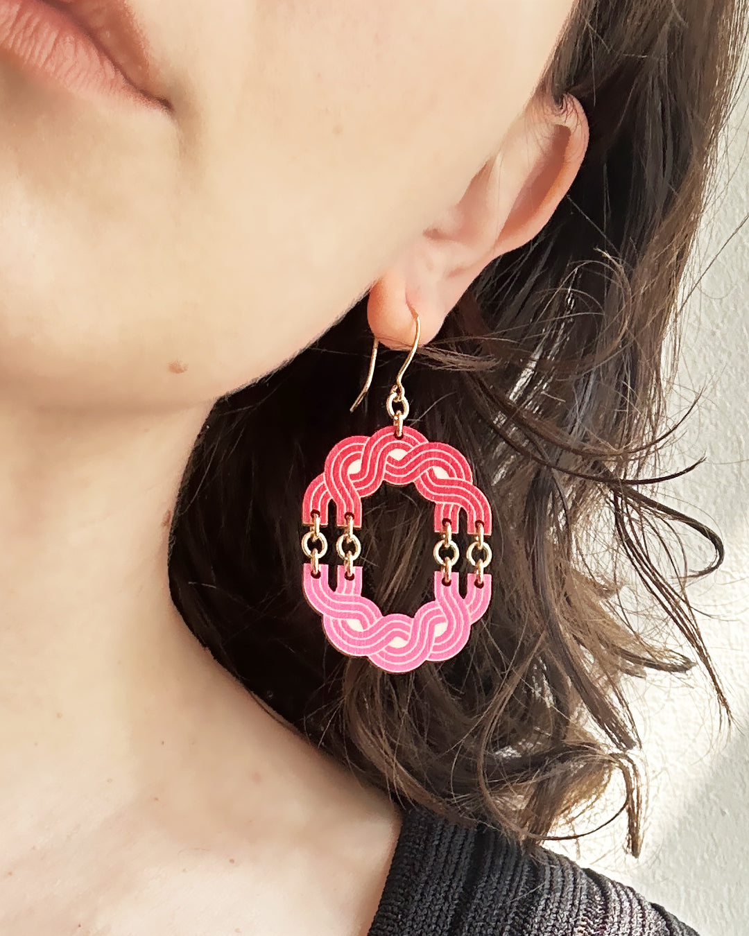 Maiden of the North plywood earrings blue