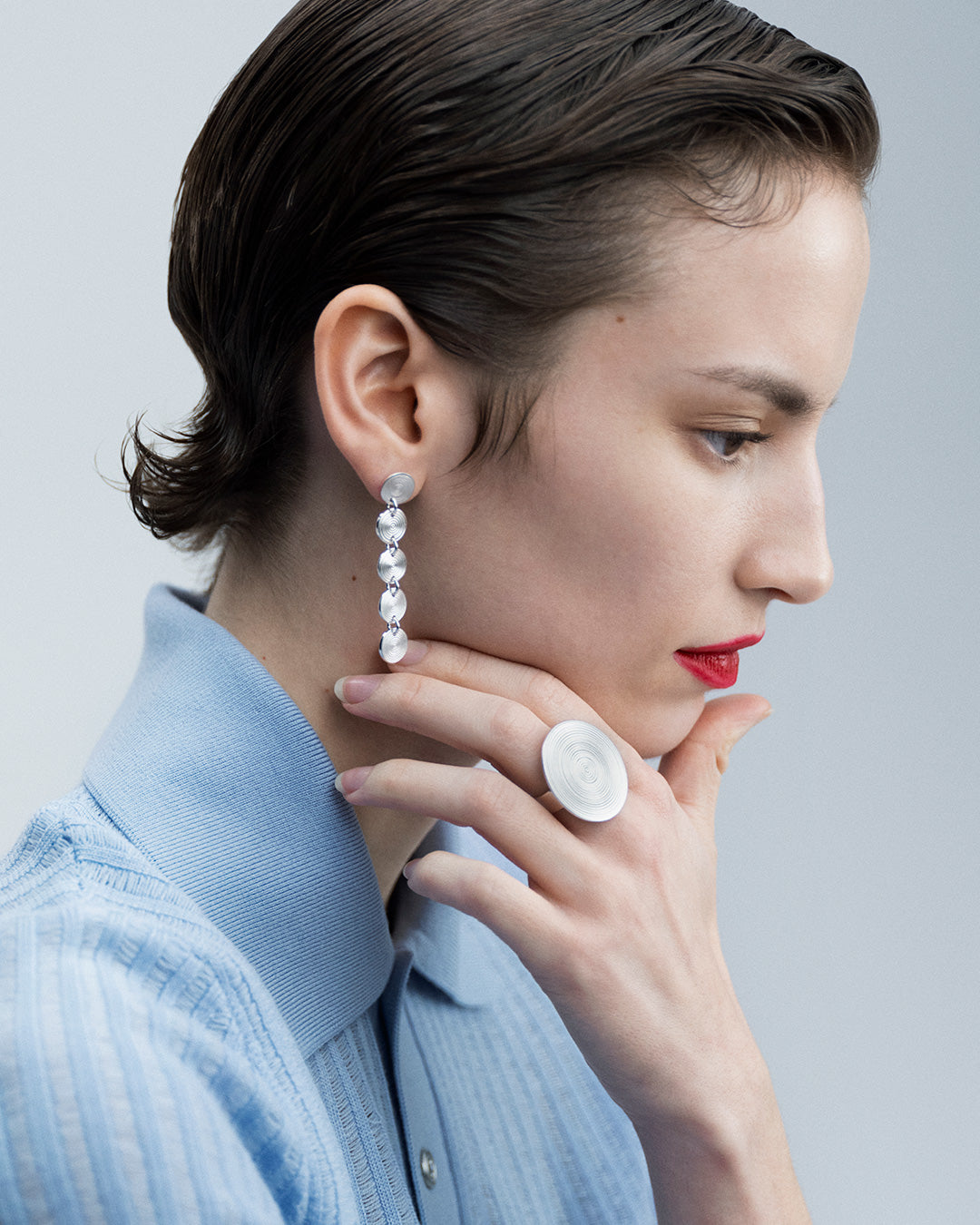 Kosmos earrings 5 pieces silver