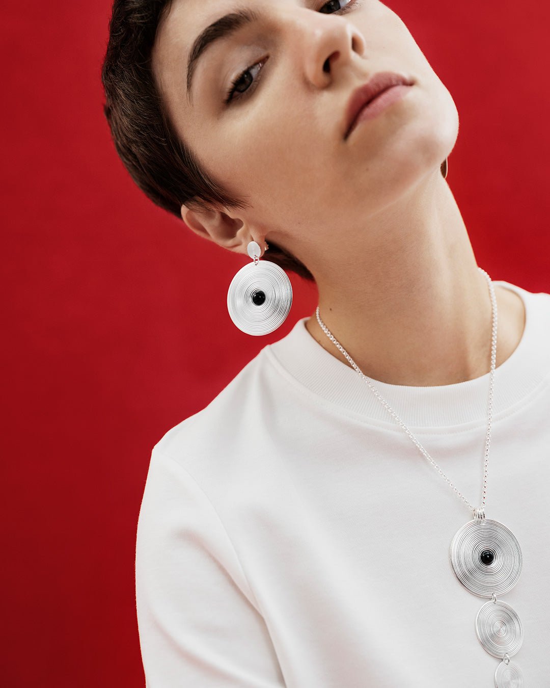 Kosmos Earrings silver onyx