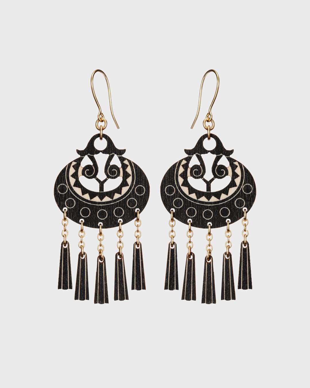 Black Moon Goddess Earrings Plywood
