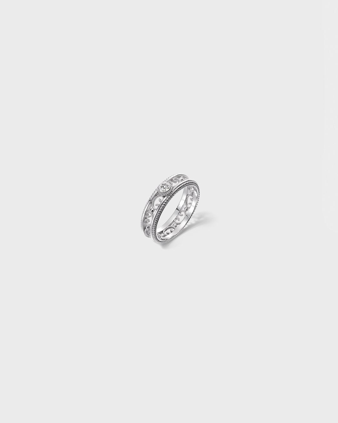 Filigree Diamond Ring Narrow white gold