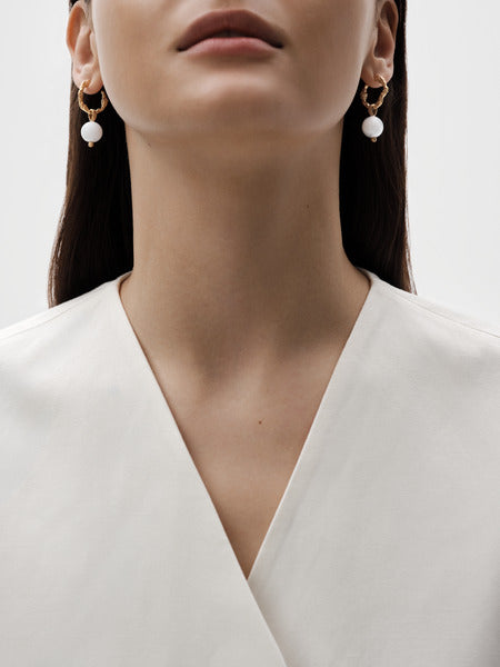 Itu earrings glass pearl silver gold-plated