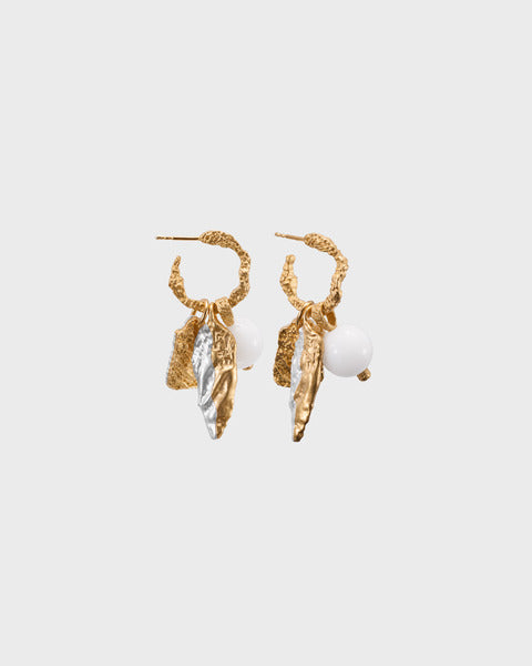 Itu earrings glass pearl silver gold-plated