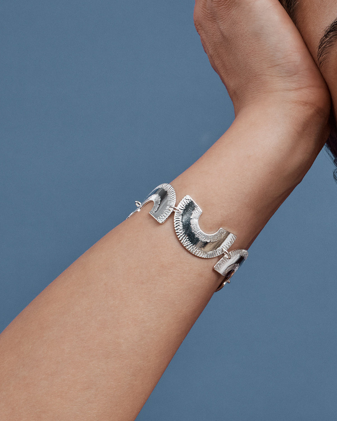Arcs Bracelet and Earrings silver
