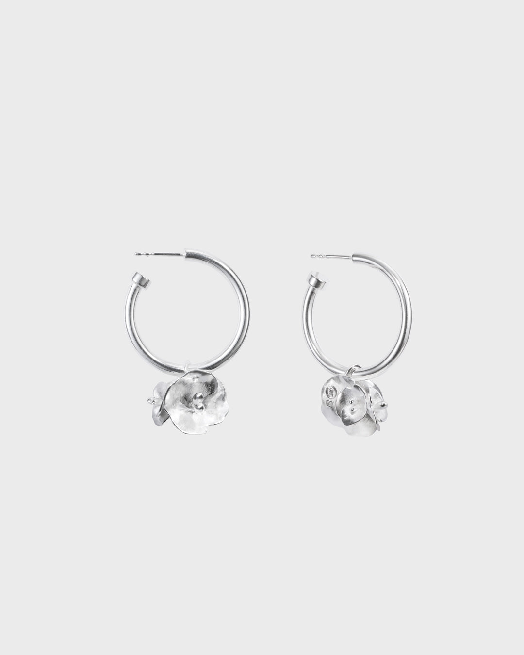 Summer Night Rose hoop earrings silver