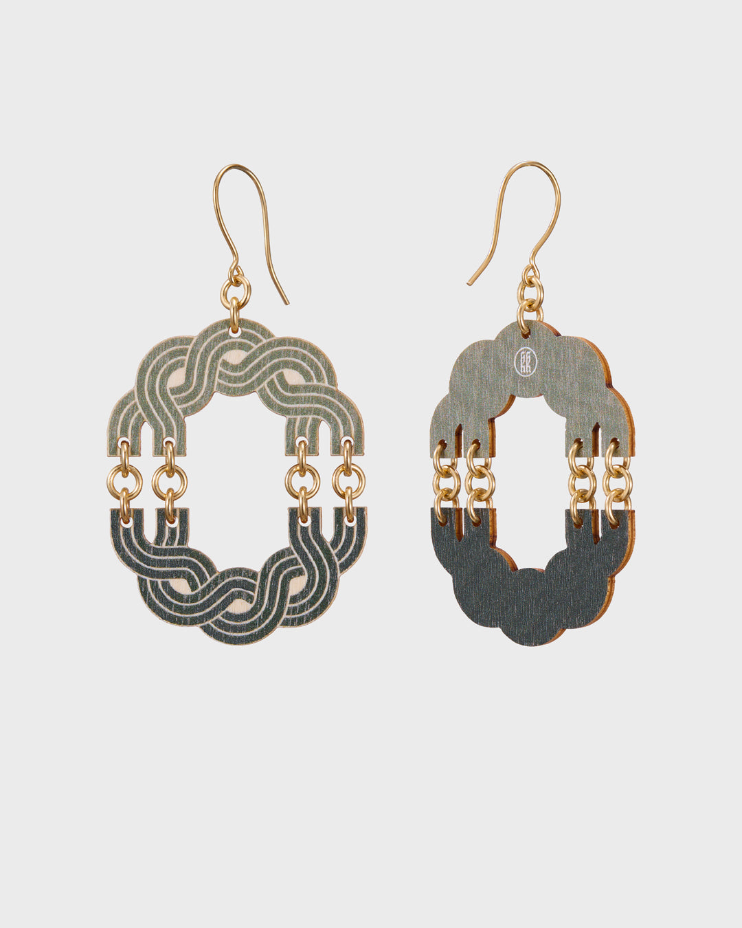 Maiden of the North plywood earrings dark green