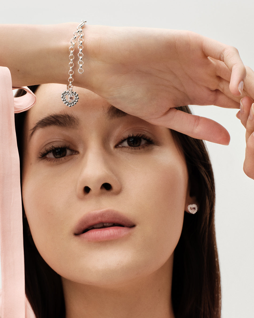 Pink Ribbon 2025 Circle of light silver bracelet