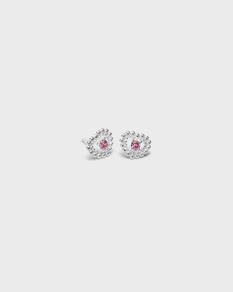 Pink ribbon 2025 Circle of light silver earrings