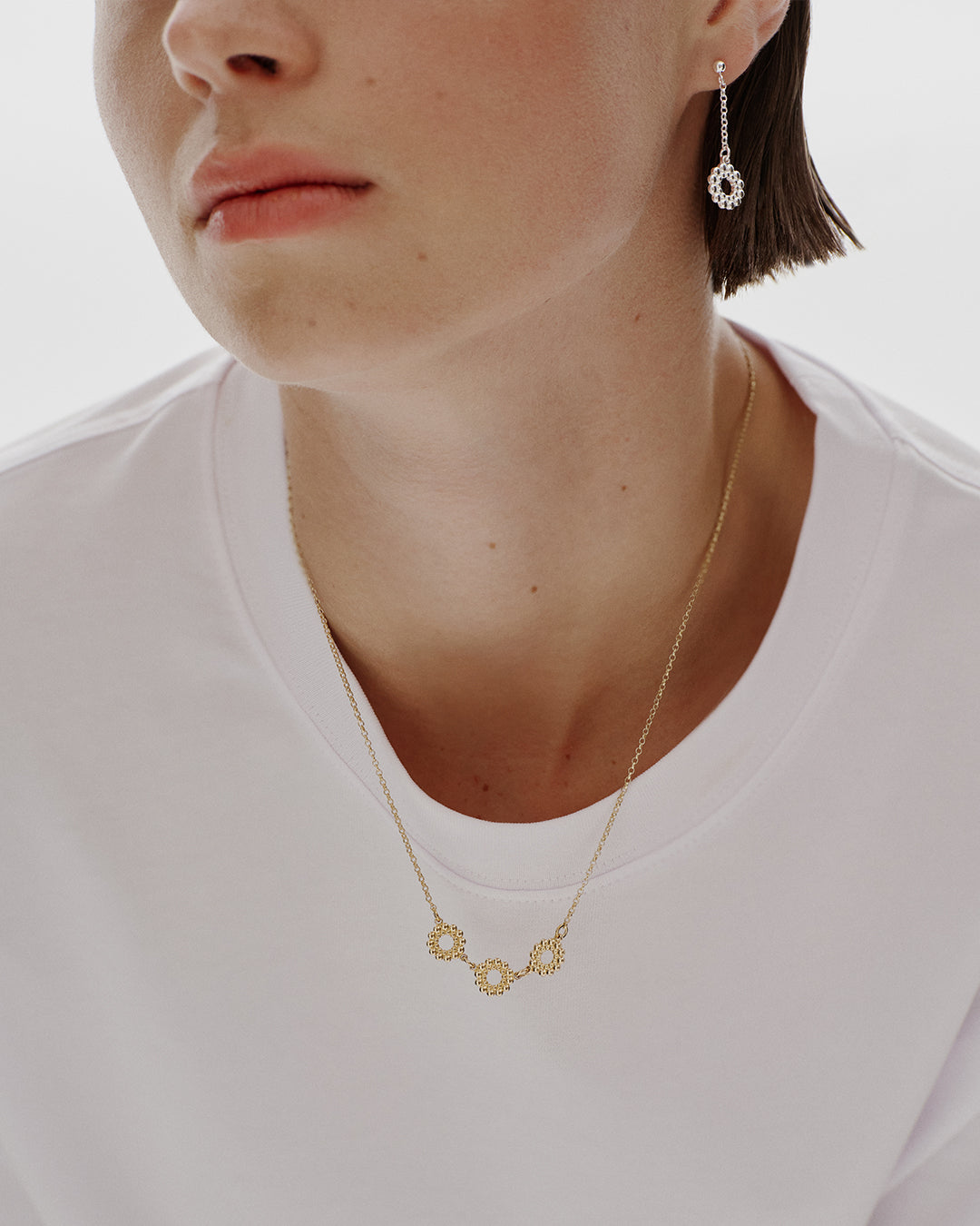 Circle of light necklace three parts silver