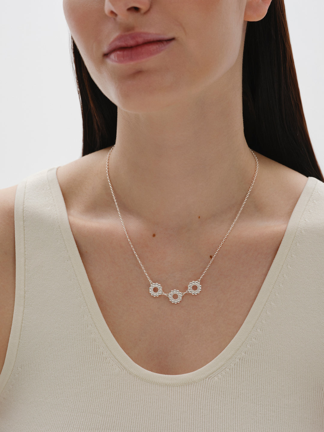 Circle of light necklace three parts silver