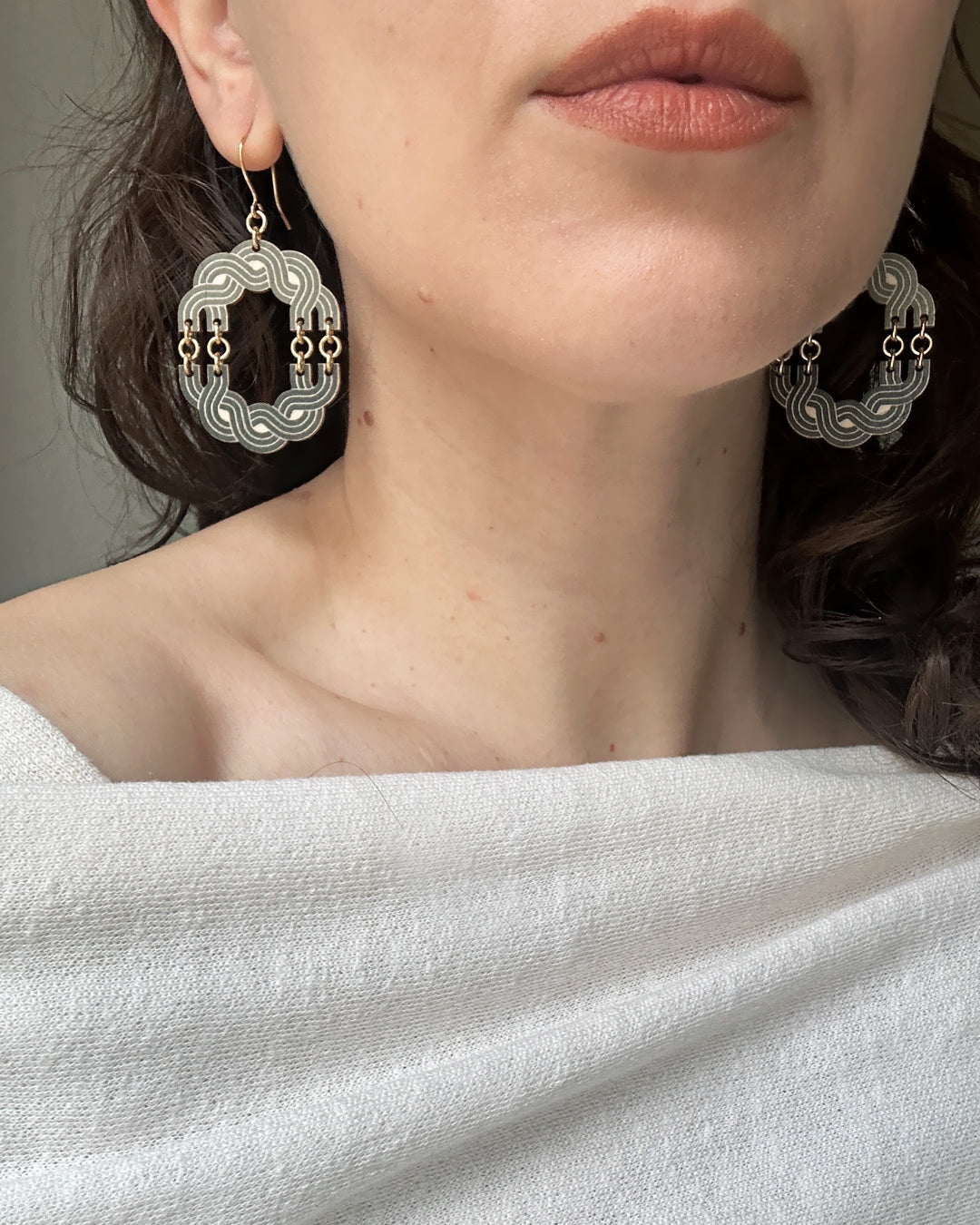 Maiden of the North plywood earrings dark green