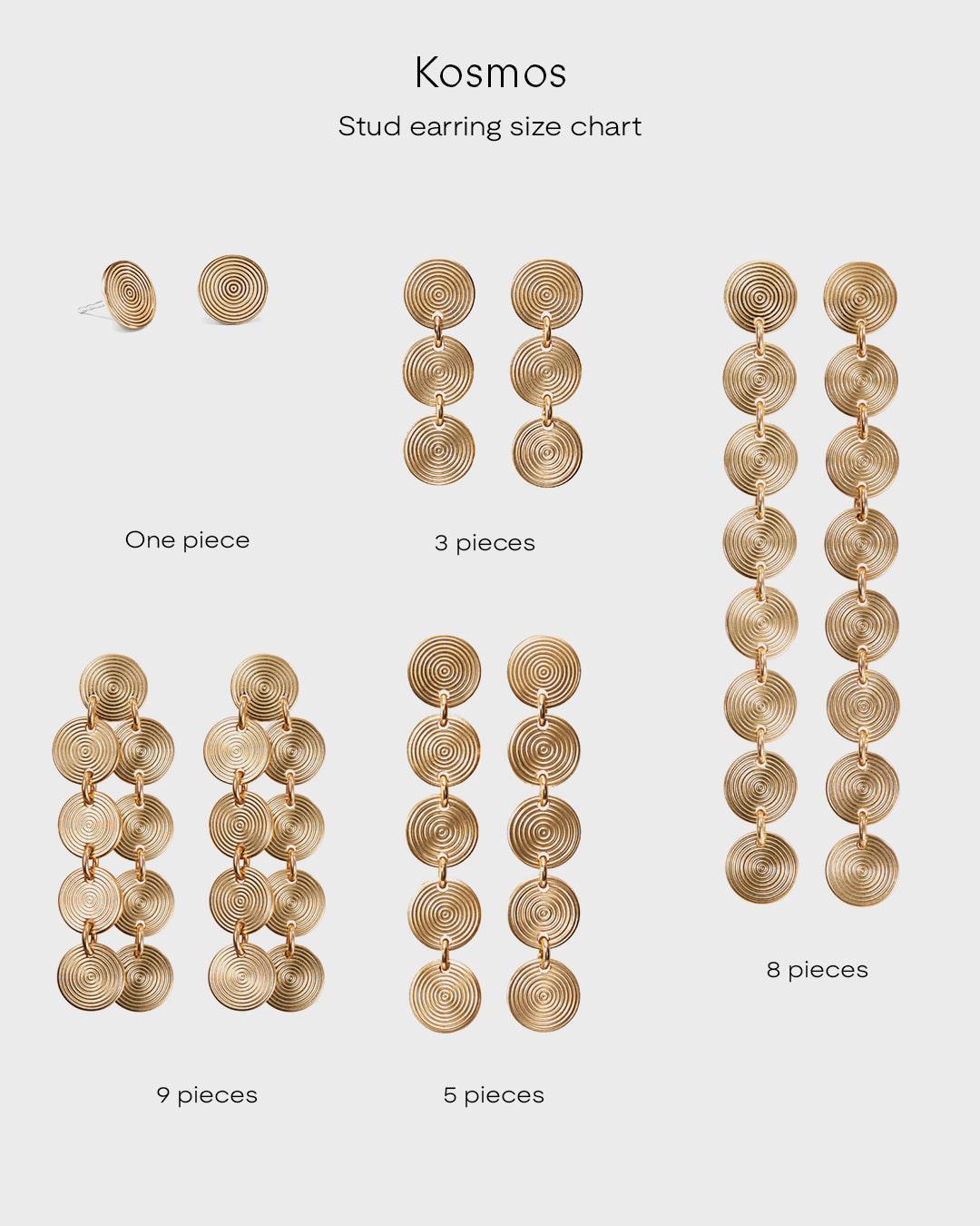 Kosmos earrings 3 parts bronze