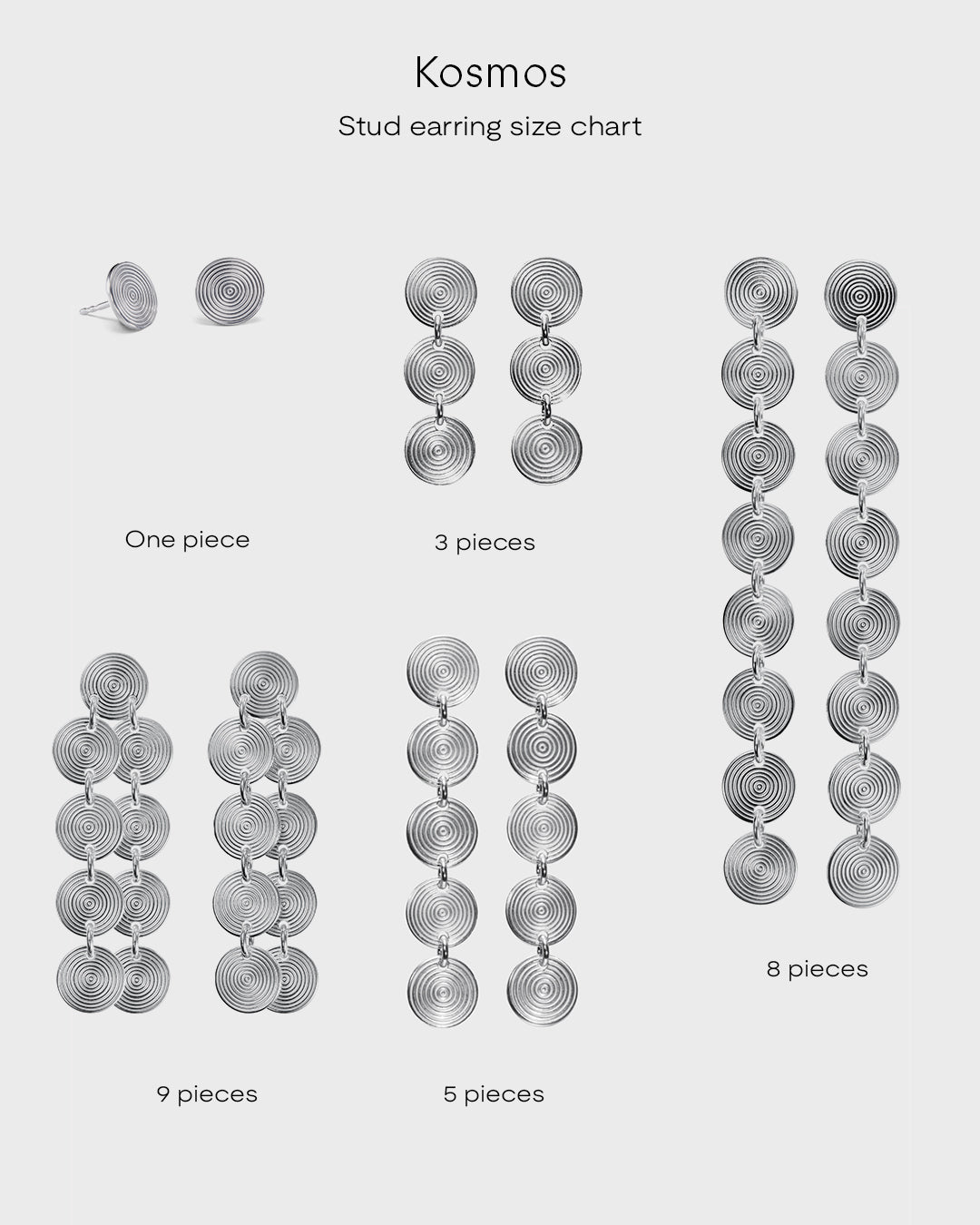 Kosmos earrings 5 ​​pieces silver