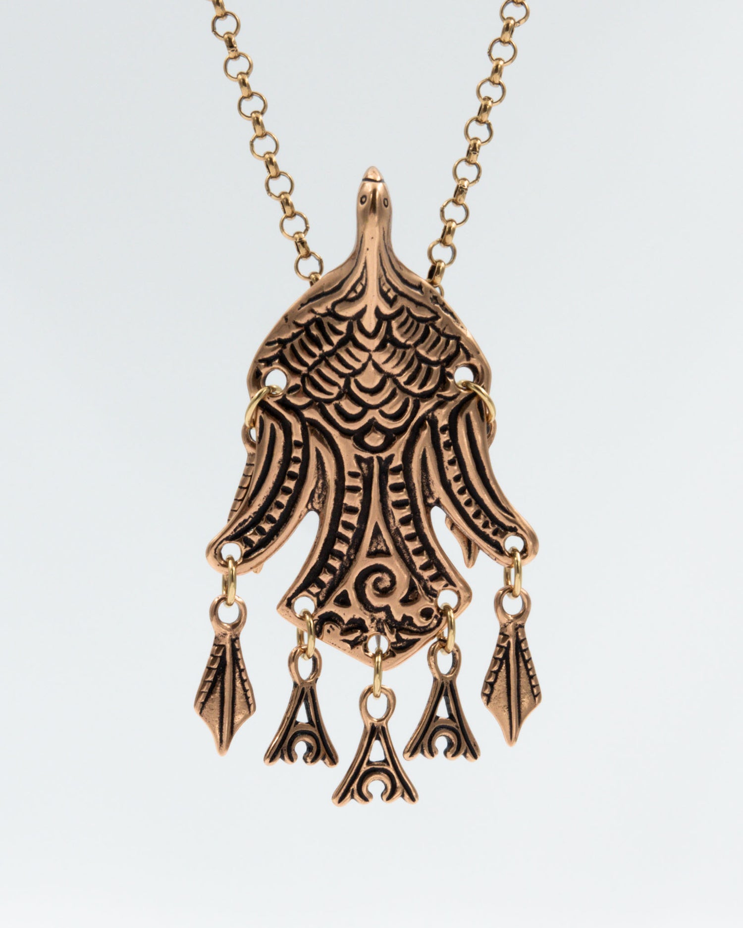 Kept Uhtuan sotka buckle pendant 85 cm bronze