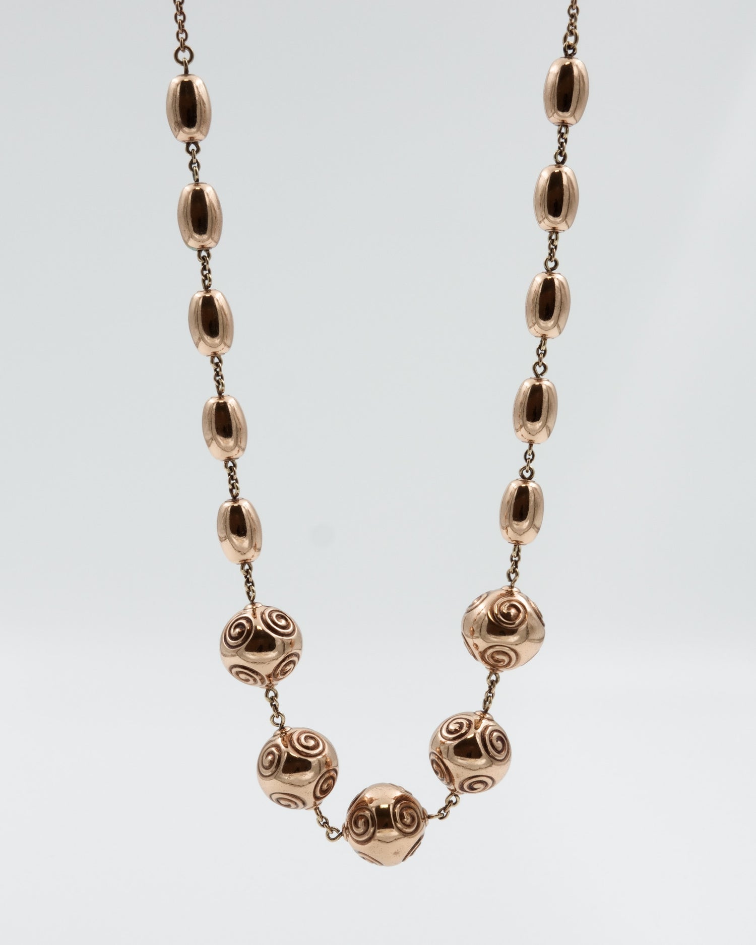 Preloved Halikko spiral bead necklace 70 cm bronze