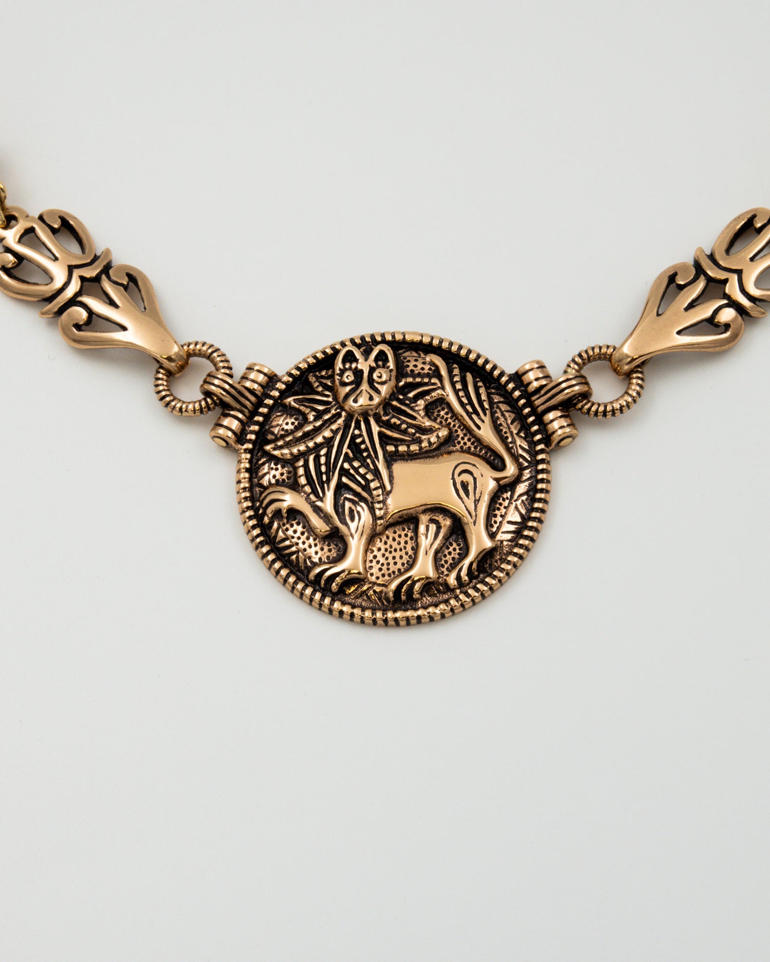 Kept Sun Lion necklace 45 cm large bronze