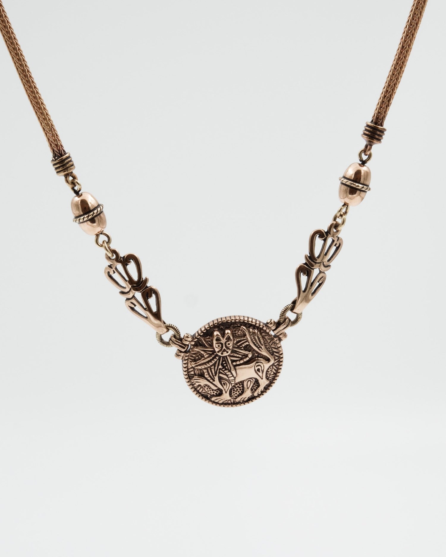 Kept Sun Lion necklace small 45 cm bronze
