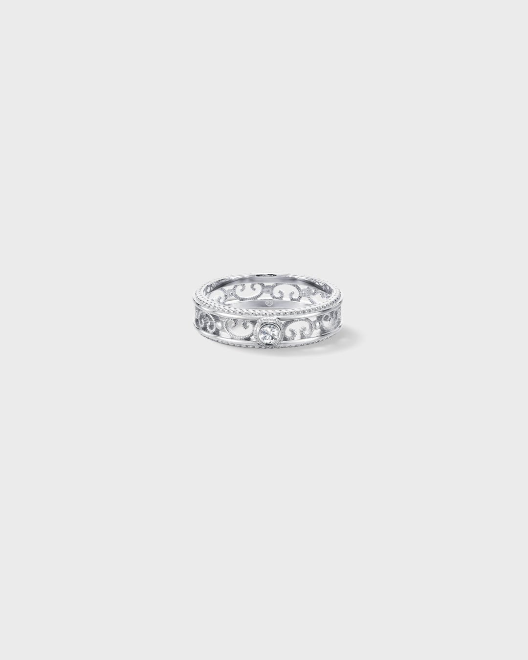 Filigree Diamond Ring Narrow white gold