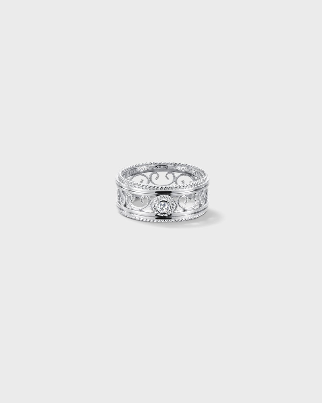 Filigree Diamond Ring Wide white gold