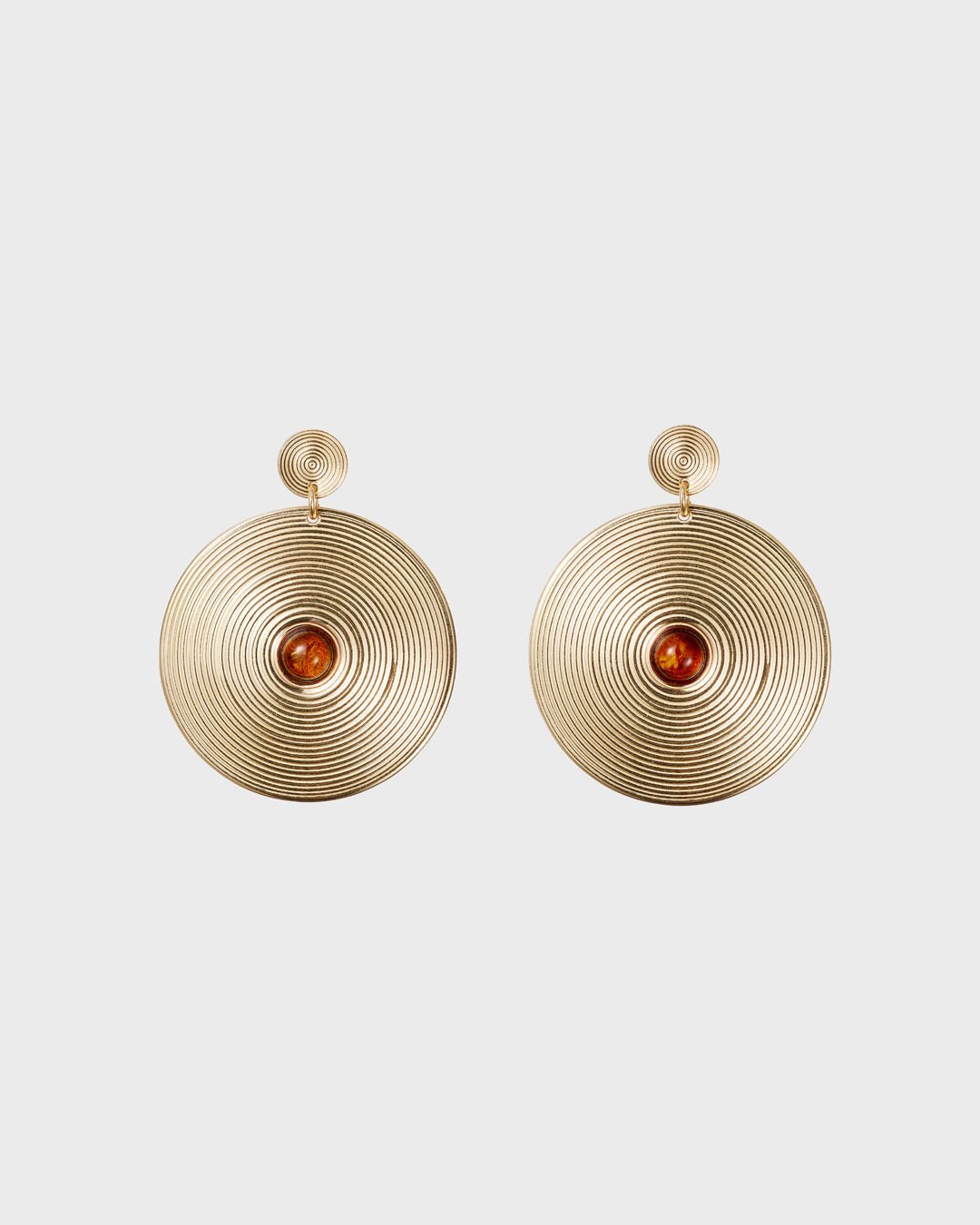 Kosmos earrings bronze amber half pair left
